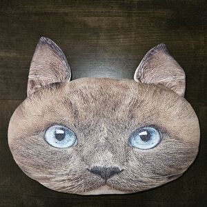 Cat Kitty Face Head Throw Pillow Plush Stuffed Realistic 3D